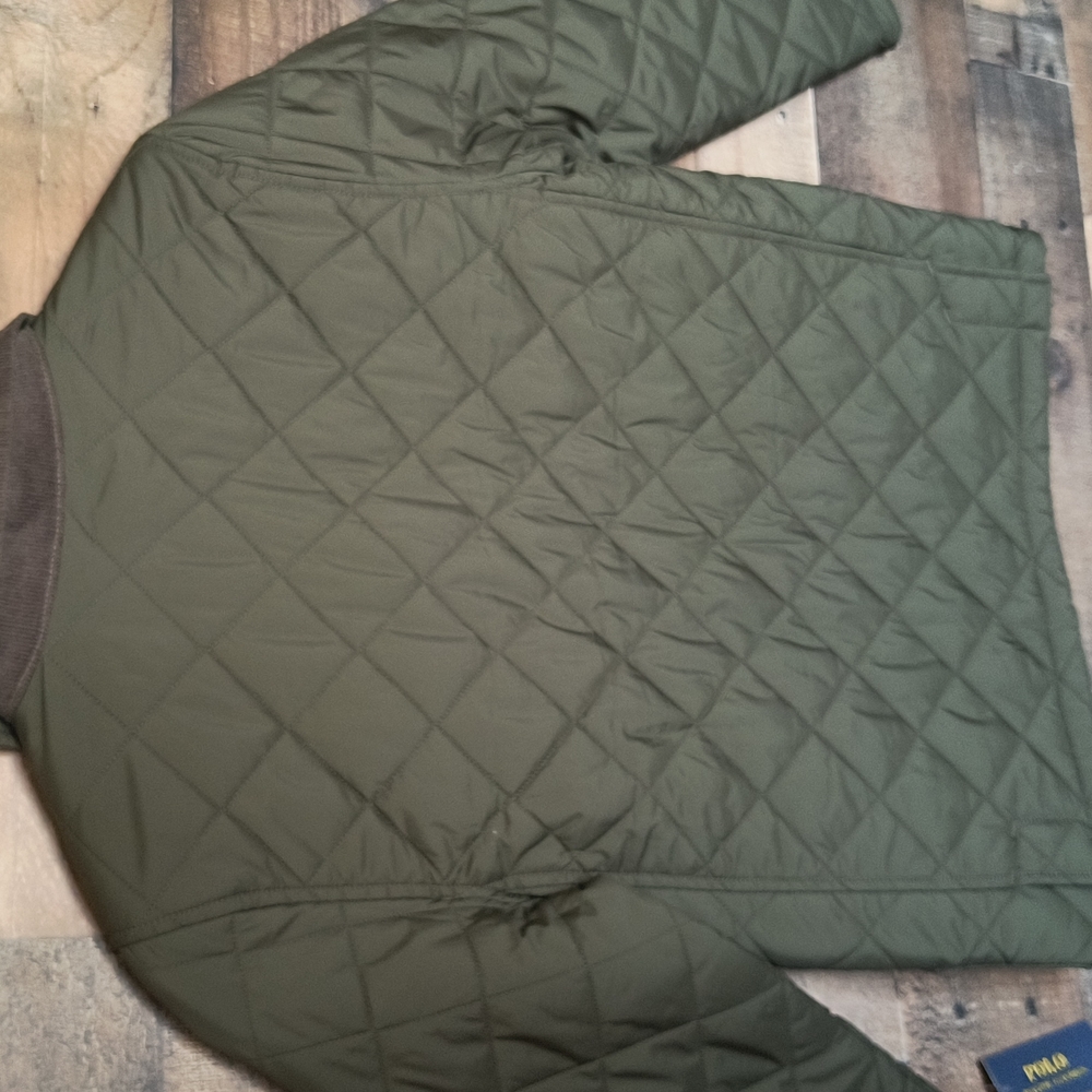 NWT Polo By Ralph Lauren Olive Green Quilted Barn Jacket Kids Sz Med - Picture 12 of 13